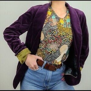 J. Crew Blazer Purple peplum Velvet Cotton Size 2